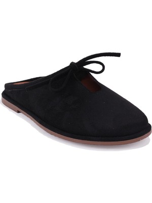 Dagoster DZA07-1048F16 Siyah Süet Düz Topuk Kadın Terlik