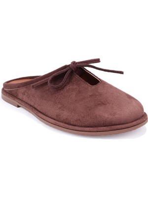 Dagoster DZA07-1048F16 Kahve Süet Düz Topuk Kadın Terlik