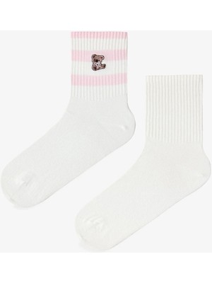Penti 2 Çift Burun Dikişsiz Pamuklu Ayıcık Nakışlı Soket Çorap