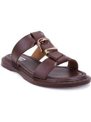 Dagoster DZA07-869132 Kahve Günlük Ortopedik Düz Taban Spor Kadın Terlik