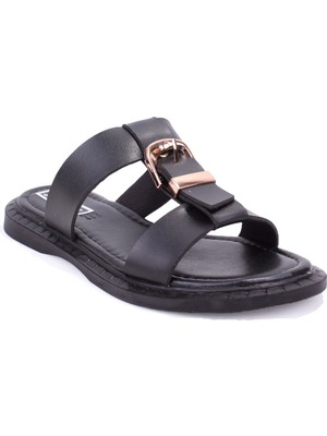 Dagoster DZA07-869132 Siyah Günlük Ortopedik Düz Taban Spor Kadın Terlik