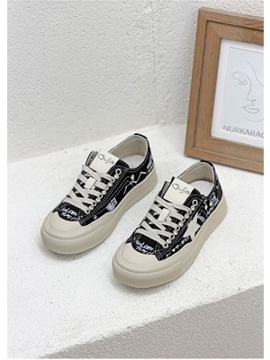 Guja 26Y312-1 Kadın Baskılı Jean Sneaker Spor Ayakkabı Siyah