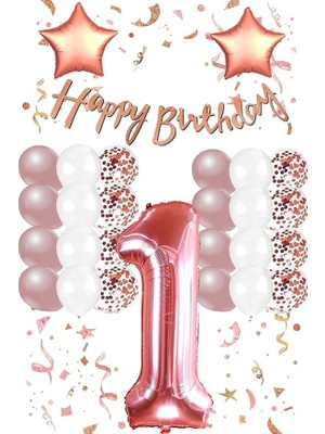 Leaf Shop Yaş Set Rose Gold Konsept Doğum Günü Seti