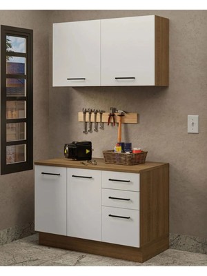 T Designo Milot Çok Amaçlı Dolap-Mikrodalga-Erzak-Airfryer-Mutfak-Kiler Dolabı-Kahve KÖŞESI-BEYAZ-120 cm