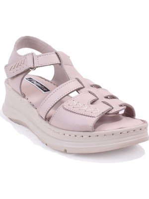 Dagoster DZA07-600110 Bej Günlük Ortopedik Deri Kadın Sandalet