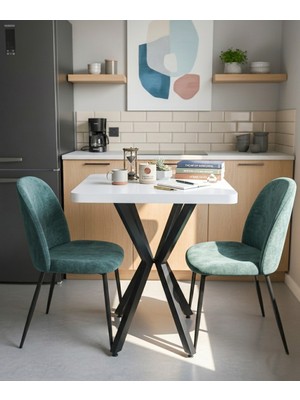 Sofex Mutfak Cafe Balkon Bahçe Restoran Yemek Masası 70X70 Metal Ayak 1.kalite (Kalınlaştırmalı )