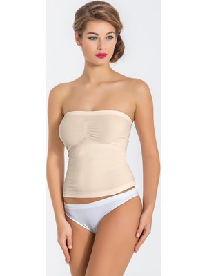 Miss Fit Kadın Büzgülü Straples Korse 11040 Ten Renk L - XL Beden ile Şık Tasarım