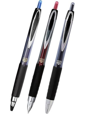 Leaf Shop Siyah Kırmızı Pilot Kalem 3 Adet Uniball Signo Micro 207 0.5 mm Roller Uç Kalem UMN-207 Inci Uçlu Likit Mürekkepli