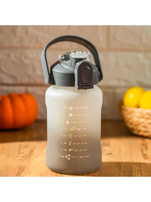 Leaf Shop 700.114 Su Şişesi - Motivasyon Su Matarası - Plastik Renkli Spor Suluk - Gri Beyaz 1000 ml