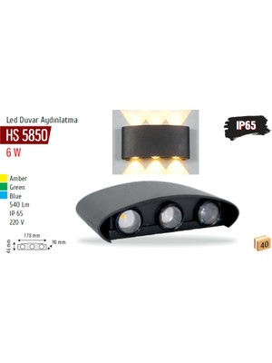 Helios Opto Helios HS-5850 LED Duvar Apliği Günışığı Renk