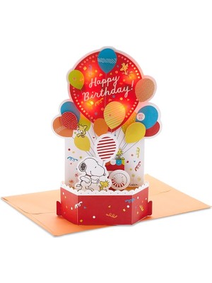 Leaf Shop Paper Wonder Peanuts Pop Up Müzikli Doğum Günü Kartı (Snoopy, Doğum Günü Balonları)