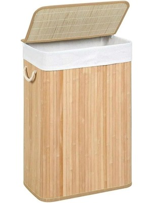 Leaf Shop Kirli Çamaşır Sepeti, Dikdörtgen Form, Beyaz Iç Kaplama, Kulplu