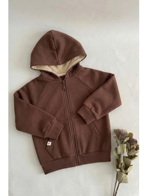 Cigit Kapşonlu Fermuarlı Hırka 1-14 Yaş Kahve