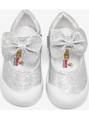 Tonny Black Kız Çocuk Gümüş Simli Çocuk Ilk Adım Fiyonlu Babet