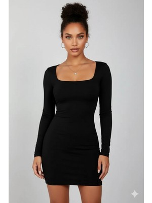 Rora Uzun Kollu Likralı Mini Elbise ( Mevsimlik ve Kışlık )