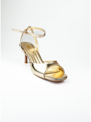 Moda Arena 0112 Altın Topuklu Kadın Abiye Ayakkabı