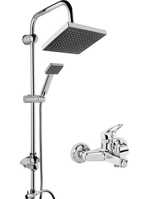 Leaf Shop Duş Seti, Pirinç Batarya ve Yağmurlama Robot Başlık, 2'li Set, 2 Yıl Garantili (Krom (Titanic Set))