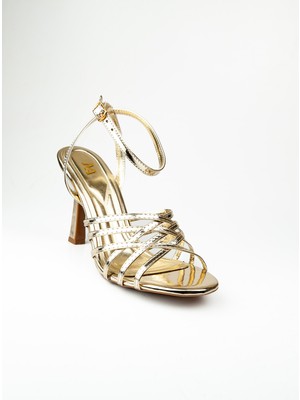 Moda Arena 148 Altın Topuklu Kadın Abiye Ayakkabı