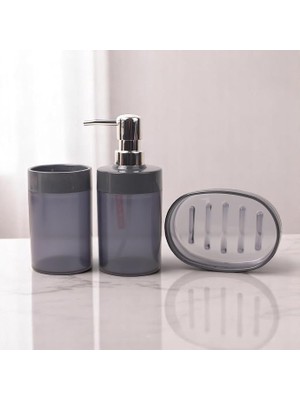 Leaf Shop Akrilik 3'lü Banyo ve Lavabo Seti - Diş Fırçalık, Sıvı Sabunluk ve Katı Sabunluk - Şık, Dayanıklı, Modern Banyo Organizeri (Asorti)