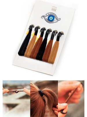 Leaf Shop Kancalı Lastik Saç Tokası Seti, Kadın Toka, Toka Organizer, Toka, Kız Çocuk Toka, Kadife Toka 6'lı Set