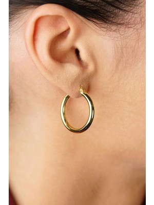 Fiyonk Kuyumculuk 14 Ayar Altın Silindir Halka Küpe 1