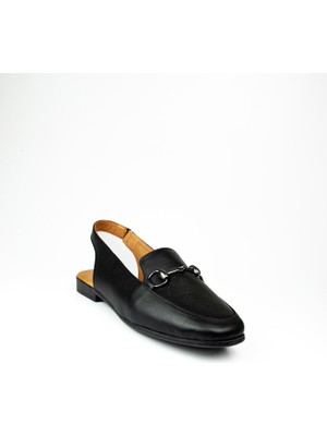 Moda Arena T-07 Siyah Deri Kadın Babet