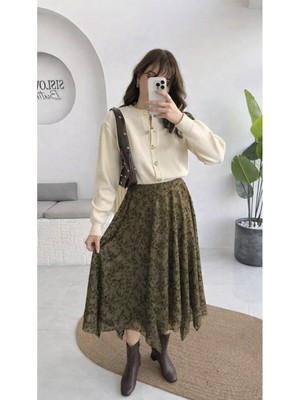 Rora Tül Detaylı Asimetrik Astarlı Uzun Etek