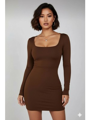 Rora Uzun Kollu Likralı Mini Elbise ( Mevsimlik ve Kışlık )