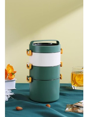 Leaf Shop Lunch Box 3 Katlı Büyük Boy 1800 ml Ofis-Okul Için Yeni Nesil Sefer TASI-FFLBOX3KAT1800ML