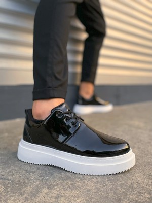 DMR Elegance JY03 Luxor Bağcıklı Rugan Erkek Günlük Spor Klasik Ayakkabı Rbt - Siyah