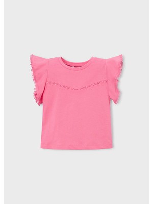 Mayoral Kız Çocuk Güpürlü Fırfırlı Tişört Pembe 3008