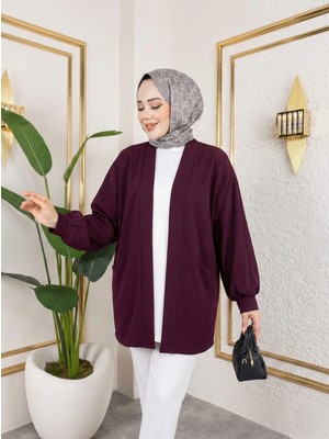 Miostil Cep Detay Atlas Hırka-Bordo