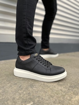 DMR Elegance JY151 Boost Bağcıklı Cilt Erkek Günlük Sneaker Ayakkabı Cbt - Siyah
