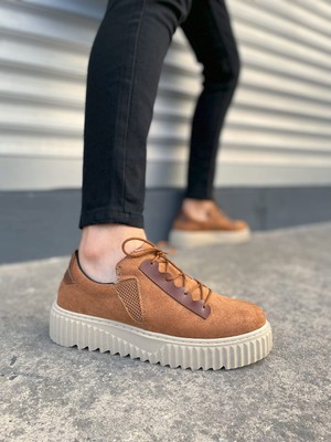 DMR Elegance JY502 Bold Bağcıklı Süet Erkek Günlük Sneaker Ayakkabı Skt - Taba