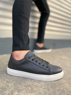 DMR Elegance JY122 Mode Bağcıklı Cilt Erkek Günlük Sneaker Ayakkabı Cbt - Siyah