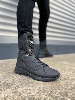 DMR Elegance JY799 Verton Bağcıklı Ortopedik Taban Günlük Cilt Erkek Askeri Postal Bot Cst Siyah