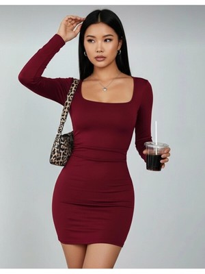 Rora Uzun Kollu Likralı Mini Elbise ( Mevsimlik ve Kışlık )