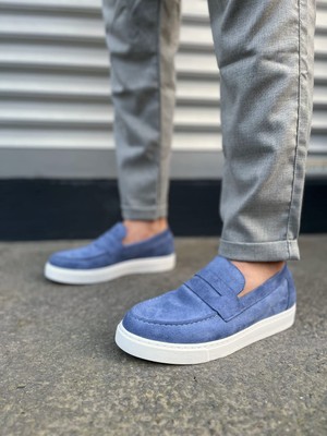 DMR Elegance JY180 Estilo x Bağcıksız Süet Erkek Günlük Spor Klasik Ayakkabı Sbt - Mavi