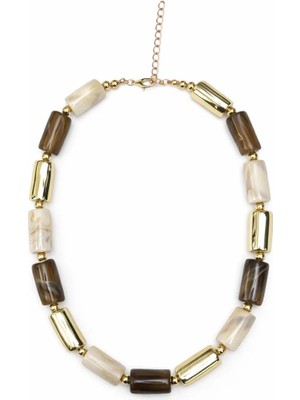 Kahve Sedef Taşlı Kolye