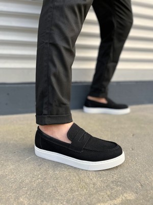 DMR Elegance JY180 Estilo x Bağcıksız Süet Erkek Günlük Spor Klasik Ayakkabı Sbt - Siyah