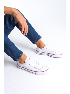 DMR Elegance JY0422 Luke Bağcıklı Keten Kumaş Erkek Günlük Sneaker Ayakkabı Kbt - Beyaz