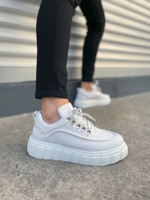DMR Elegance JY010 Cloud Bağcıklı Cilt Erkek Günlük Sneaker Ayakkabı Cbt - Beyaz