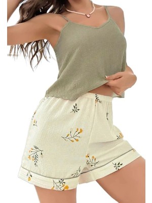Bipamuk Kadın Askılı Şortlu Pijama Takımı Yazlık Rahat Ev Giyim Hafif ve Şık Model