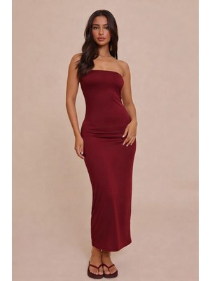 Rora Askısız Bodycon Straplez Maxi Elbise