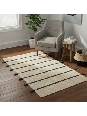 Evidea Soft Rigel Banyo Paspası - Ekru / Siyah - 60X100 cm