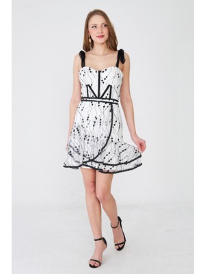 Rora Korse Detaylı Askılı Mini Abiye Elbise