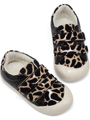 Tonny Black Kız Çocuk Siyah Leopar Ilk Adım Taşlı Rahat Kalıp Sneaker