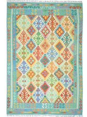 Kilim Co. El Dokuma Yeşil Renk Afgan Kilim 197X305 cm (6.01 M²)