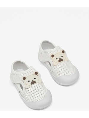 Tonny Black Kız Çocuk Beyaz Ayıcık Detaylı Rahat Kalıp Ilk Adım Sneaker