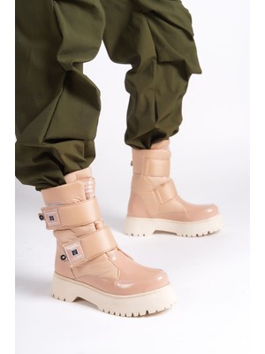 DMR Elegance Elısa Cırt Cırtlı  Paraşüt Kumaş Rugan Kadın Bot Rtt - Ten